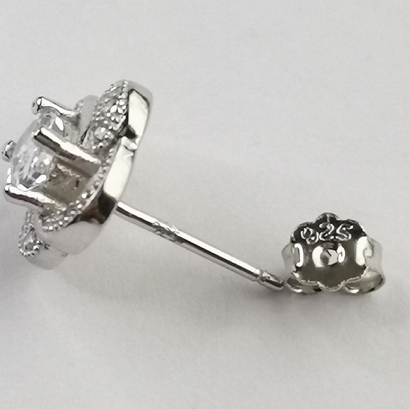 Diamonelle Sterling Silver CZ Love Knot Stud Earrings - Picture 6 of 7